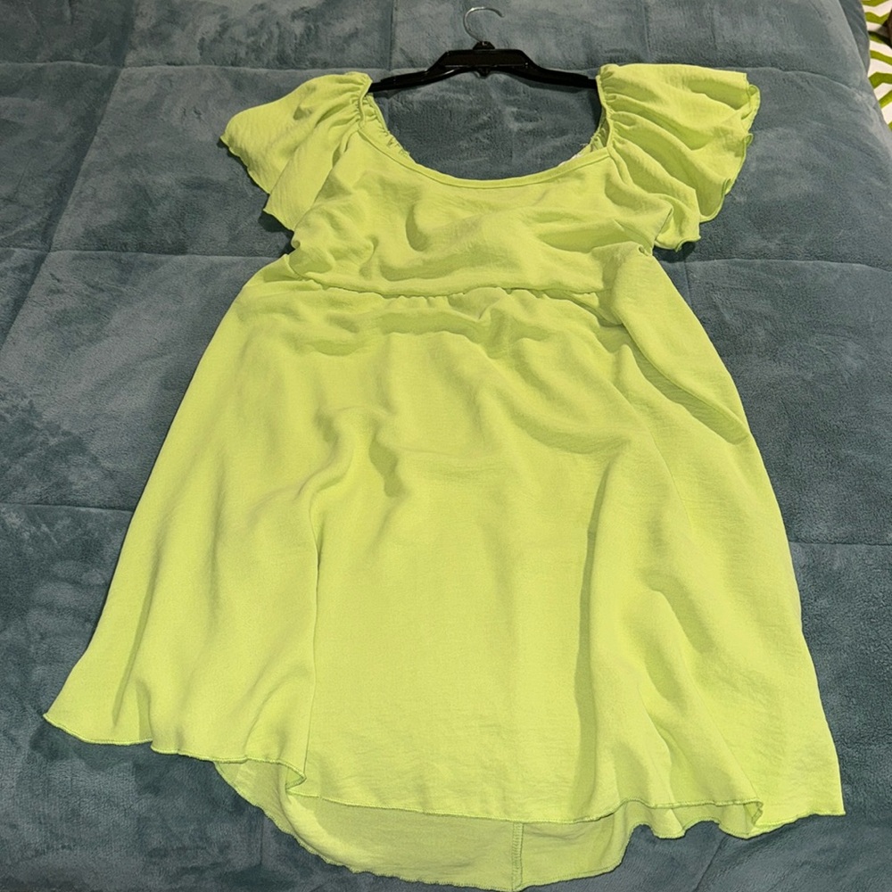 Neon green mini dress